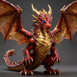 a majestic dragon with azure blue eyes, iron claws, golden wings and scarlet red skin, hd, 4k, trending on artstation, award winning, 8k, 4k, 4k, very very very detailed, high quality digital art
