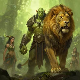 epic professional digital art of male orc lion naiad, chartreuse ambient light, painted,, heroic, mythic, detailed, intricate, leesha hannigan, wayne haag, reyna rochin, ignacio fernandez rios, best on artstation, cgsociety, epic, stunning, gorgeous, much wow, cinematic