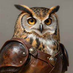 a detailed portrait of an owl with a leather armor, by greg rutkowski victo ngai, digital art, realistic painting, very detailed, fantasy, character design, dnd, trending on artstation