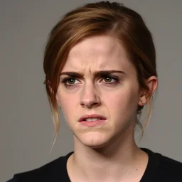 Emma Watson, very angry, MAD, pissed off, headshot, close-up, studio lighting, 200mm, canon, f/22