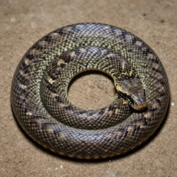 photograph of a round snake that's very round