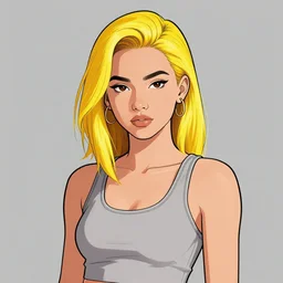 character portrait of a cool latino girl with golden yellow hair, with a 2 8 7 hairstyle, wearing a tanktop, lesbian, highly detailed, stylized, medium shot, vector line art, clean cel shaded vector art, by ross tron, lois van baarle, artgerm, helen huang, makoto shinkai, ilya kuvshinov, rossdraws