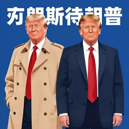 poster illustration of donald trump and donald trump wearing trench coats and big black hats starring in spy vs spy