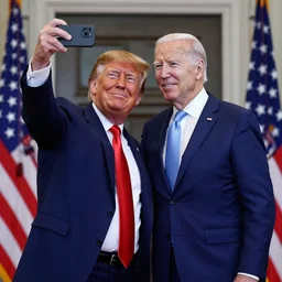 Trump taking a selfie with Biden.