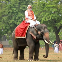 narendra modi riding an elephant