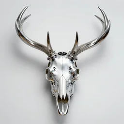 A symmetry propaganda, chrome mechanical Deer skull head by moebius, by angus mckie, by rhads
