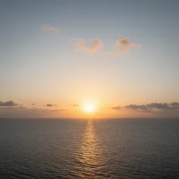 sunrise over ocean, partially cloudy sky, infinite horizon : : award winning photography, golden ration composition, fine art, hdri, 6 - stop graduated neutral density filter, proper exposure, filmic, color graded