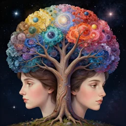 the tree of life, cosmic colours, space 🌌 an ultrafine hyperdetailed illustration by kim jung gi, irakli nadar, detailed faces, intricate linework, bright colors, octopath traveler, final fantasy, unreal engine 5 highly rendered, global illumination, radiant light, detailed and intricate environment