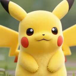 A close up macro shot of a furry toy Pikachu Pikachu Pikachu, hyper realistic, 4k