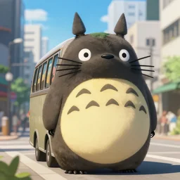 “ a photo of the catbus from ” my neighbor totoro ” in a city, ultra realistic, 4 k, 8 k ”