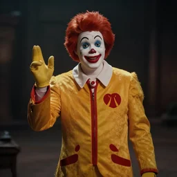 still of ronald mcdonald in the wizard of oz movie, gloomy atmosphere