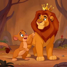 Heisenberg reenacting the lion king coronation, Disney cartoon, beautiful, warm, orange color scheme
