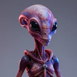 star wars alien with 3 eyes and no mouth, and tube ears, red, blue and purple lighting, high - resolution hyperdetailed studio photo