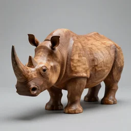 a wood statue of rhino