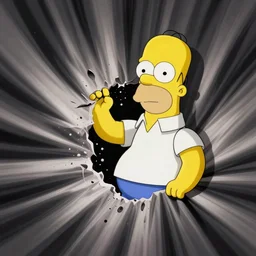 Homer Simpson breaking the fabric of space, digital art