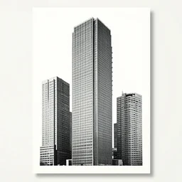 socialmodersist buildings, light white background, brutalist architecture, poster, detailed dotwork, hyperrealism, raster, central composition, minimalist, grunge