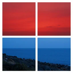 red skies and blue oceans by greg rutkowski, landscape,
