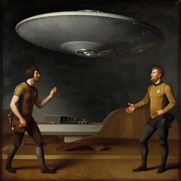 renaissance painting of the Star Trek Enterprise