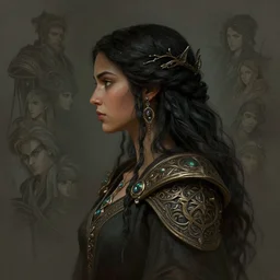 side profile portrait of maya ali wind sorcerer, octane render, gloomhaven, fantasy, intricate, elegant, matte painting, illustration, hearthstone, by greg manchess, sargent, leyendecker, makoto shinkai and lois van baarle and ilya kuvshinov, rhads, by greg rutkowski, by greg tocchini, by james gilleard, by joe fenton