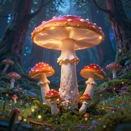 fantastic mushrooms in the magic forest, by bruce pennington, donato giancola, esao andrews, thomas kinkade, high light, glow, high detailed, 4 k resolution