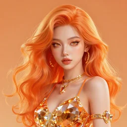 rorange crystal girl concept art, vibrant colors, 8 k photorealistic, hd, high details, trending on artstation