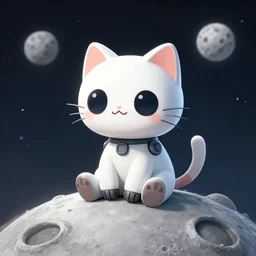 cute little robotcat sitting on the moon, fantasy, concept art, artstation, tyler edlin, feng zhu, ilya kuvshinov, thomas karpi
