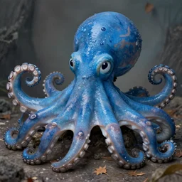 smiling blue octopus. detailed. deep. masterpiece. eyck