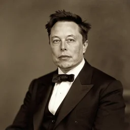 a vintage photograph of Elon Musk\ by Julia Margaret Cameron, portrait, 40mm lens, shallow depth of field, split lighting