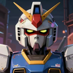 anime portrait illustration of a gundam pilot in an intricate helmet, hiphop urban inspired, symmetrical proportions, symmetrical perfect facial features, cinematic lighting, hd, 3 2 k, octane, unreal engine, in the style of go teen titans and disney's pixar, by denys cowan and dwayne mcduffie
