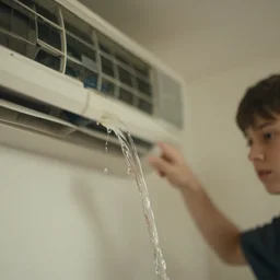 close - up on the dirty water flowing from the air - conditioning in the bedroom of a young teenager, blurred, faded, depth of field, ultra realistic, very detailed, blurred, depth of field, unframed, by neo rauch, 8 k hyper realistic detailed cinematic still