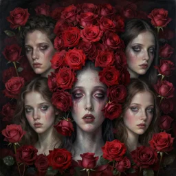 portrait, nightmare anomalies, lots of roses by dariusz zawadzki, kenneth blom, mental alchemy, james jean, pablo amaringo, naudline pierre, contemporary art, hyper detailed