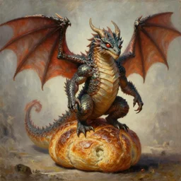 a spawn of dragons bread with humans. humanoid, scales, big eyes, menacing, fantasy, oil painting by emanuel leutze, exact replica