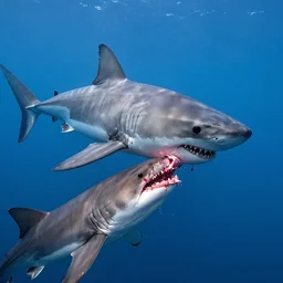 a great white shark being eaten by a bigger shark