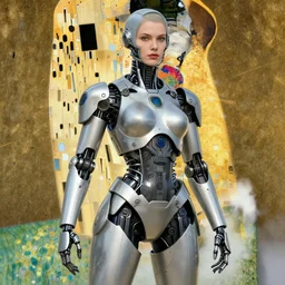 well - armed cybernetic female supersoldier, intricate detail, klimt, royo, whealan,