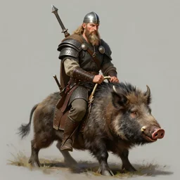 a detailed portrait of a viking warrior riding a boar, by justin gerard and greg rutkowski, digital art, realistic painting, dnd, character design, trending on artstation