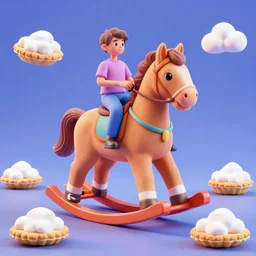 rocking horse people eating marshmallow pies, Octane render, 4k, psychedelic,