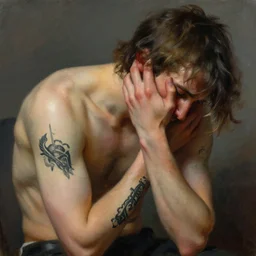digital painting of regretting a tattoo by james ensor