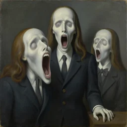 a surreal, horror the scream by magritte, oil on canvas