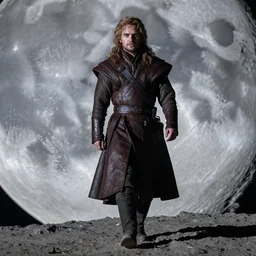 portrait of jon snow walking on the moon
