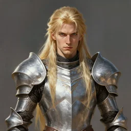 portrait, long - haired fantasy paladin in shining armor, blond, rpg game, stern expression, long hair, highly detailed, digital painting, artstation, concept art, smooth, sharp focus, illustration, artgerm, tomasz alen kopera, peter mohrbacher, donato giancola, joseph christian leyendecker, wlop, frank frazetta