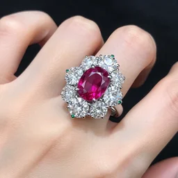 stunning ring with 4 5 carat diamond, adorned with ruby, emerald, and sapphire, on wife finger
