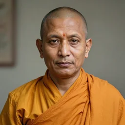 super extream high detail and hyper realistic portrait of indian buddhist monk