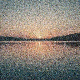 lsd themed trippy tranquil mesmerizing calm lake at sunset detailed, 8k, mesmerizing, low saturation, high resolution