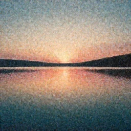 lsd themed trippy tranquil mesmerizing calm lake at sunset detailed, 8k, mesmerizing, low saturation, high resolution