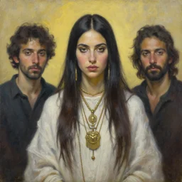 portrait a shaman wizard goddess, oil on canvas, by jeffrey catherine jones and enki bilal and winslow homer