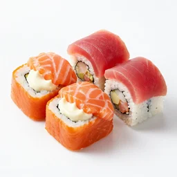 habanero cream cheese sushi, raw salmon, raw tuna, severed fingers