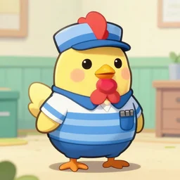 cute chicken dressed as an inmate, campau mike style