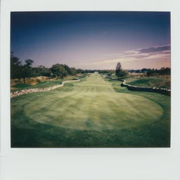 double exposure, birds eye view of an infinite, endless perfect elysian dreamlike green hilly pastoral psychedelic golf course landscape with stone walls under stars consisting of memory trapped in eternal time, golden hour, dark sky, evening starlight, moonlight, stone walls, haunted vintage spangled  psychedelic Polaroid by Hiroshi Yoshida