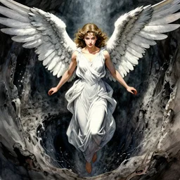 portrait, A beautiful angel falling from grace into the depths of the abyss, watercolor, dramatic lighting, cinematic, establishing shot, extremely high detail, foto realistic, cinematic lighting, pen and ink, intricate line drawings, by Yoshitaka Amano, Ruan Jia, Kentaro Miura, Artgerm, post processed, concept art, artstation, matte painting, style by eddie mendoza, raphael lacoste, alex ross