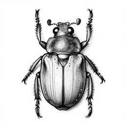 a detailed line serigraphy, top view of beetle,, dot art, ink, monochrome, - c 1 7